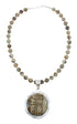 Sterling Silver Navajo Picture Rock Bead Necklace Pendant Set JX131110